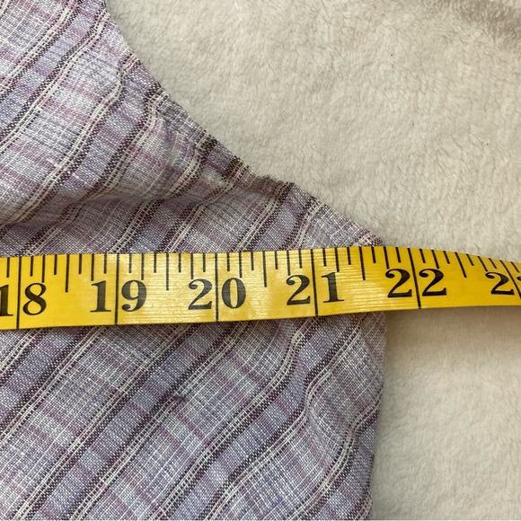 Flax 100% Linen plaid Tank Top L - Picture 5 of 8